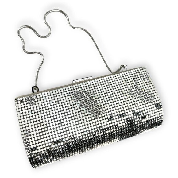 SWAROVSKI Authentic Silver Crystal Evening Bag Clutch Silk Lining Retired Rare - Picture 1 of 16